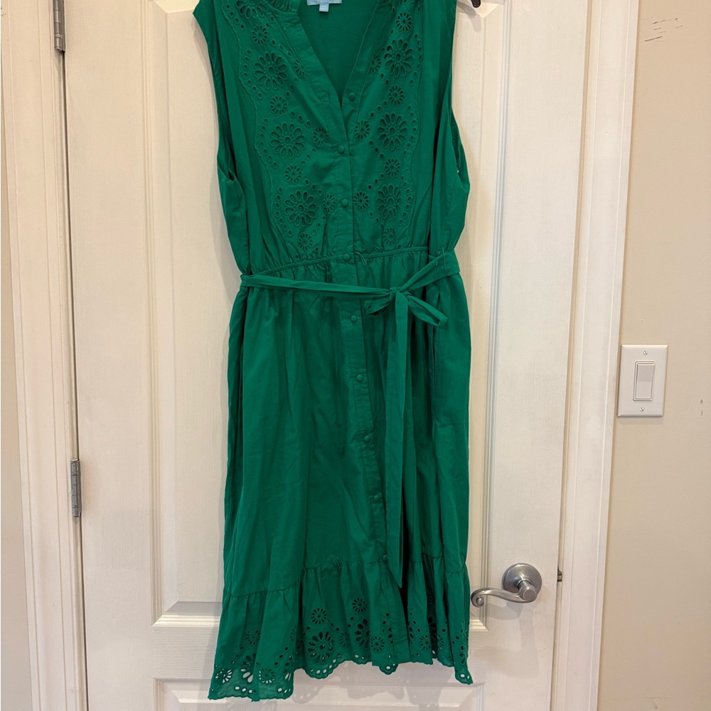 Draper James Green Eyelet Midi Dress